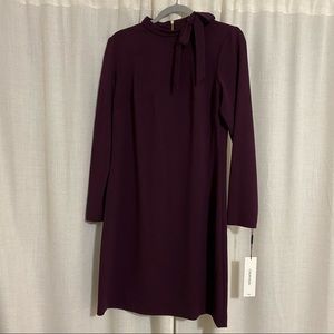 NWT Calvin Klein Plum Purple Work Dress w/ Bow Detail 10